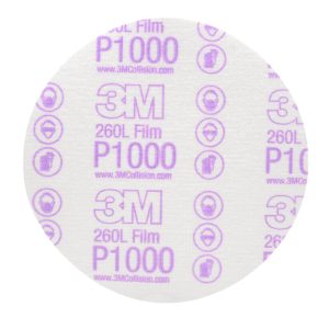 3M 00969 71371 HOOKIT, Used For Blending/ Scuffing/ Paint Preparation/ Removing Paint Defects; Gold; Aluminum Oxide; 6 Inch Outer Diameter; Polyester Film Backing; P1000 Grit; Hook And Loop Type Attachment; Hand And Machine Use; Dry; Box Of 100