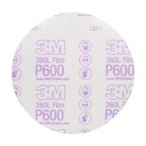 3M 00971 Hookit Finishing Film Abrasive Disc 6 in, 600+ Grade, 100 Pack, Clear Coat Sanding, Paint Finishing, Defect Removal, Tear Resistant
