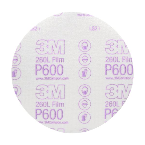 3M 00971 Hookit Finishing Film Abrasive Disc 6 in, 600+ Grade, 100 Pack, Clear Coat Sanding, Paint Finishing, Defect Removal, Tear Resistant