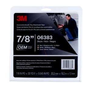 3M 06383 TM Automotive Acrylic Plus Attachment Tape, Black, 7/8 INCH x 20 yds.