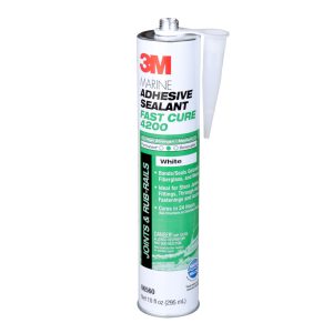 3M 06560 Marine Adhesive Sealant Fast Cure 4200 - Semi-Permanent Flexible Adhesive Sealant for Boats and RVs - White - 1/10 Gallon
