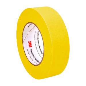 3M 06654 Automotive Refinish Masking Tape 388N, 36 mm x 55 m, Yellow, Crepe Backing, Moisture Resistant, Multi-Purpose
