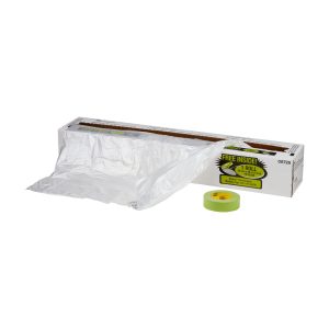3M 06728 Overspray Protective Sheeting With 233+ Masking Tape (36 mm), Translucent, Paintable, High Density, Tear Resistant, 16 ft x 400 ft