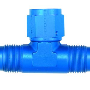 AEROQUIP FBM2281 Tee W/Female On The Bottom -4An Dash Size X -4An Dash Size X -4An Dash Size Aluminum Blue Anodized Tee W/Female On The Bottom