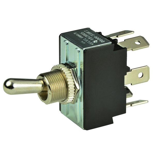 BEP 1002014 DPDT CHROME PLATED TOGGLE SWITCH - ON/OFF/(ON)