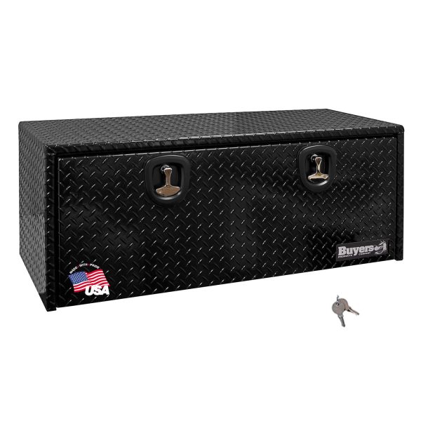 BUYERS PROD 1725110 Black Diamond Tread Aluminum Underbody Truck Tool Box, 18 x 18 x 48 Inch, Made In The USA, Truck Box For Storage & Organization, Durable Job Box for Truck