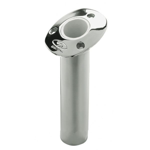 C.E. SMITH 53671CA Flush Mount Rod Holder - 15 Degree & 9 INCH Depth - Stainless Steel - Cast Gimbal - White Vinyl Liner