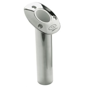 C.E. SMITH 53672CA Flush Mount Rod Holder - 30 Degree & 9 INCH Depth - Stainless Steel - Cast Bottom - White Vinyl Liner
