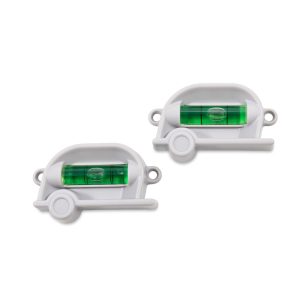 CAMCO 25520 Retro RV Level, 2 Pack - Provides Front-to-Back or Side-to-Side Leveling of your RV - Can be Screw-Mounted or Mounted with the Provided Double-Sided Foam Tape - Includes (2) Levels,White