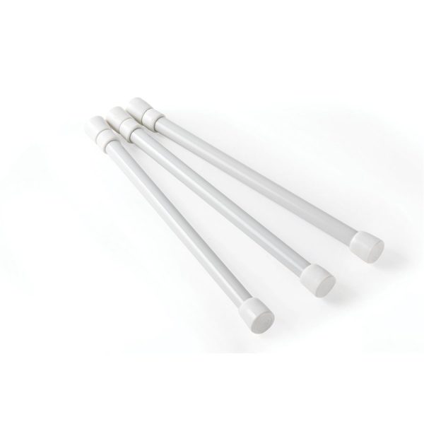 CAMCO 44063 Cupboard Bars White 2 Pack Adjustable Spring Loaded Refrigerator Cabinet Rods