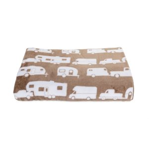 CAMCO 53126 Life is Better at The Campsite Plush Fleece Blanket | Queen-Sized Blanket Measures 90-inches (L) x 90-inches (W) | Greige