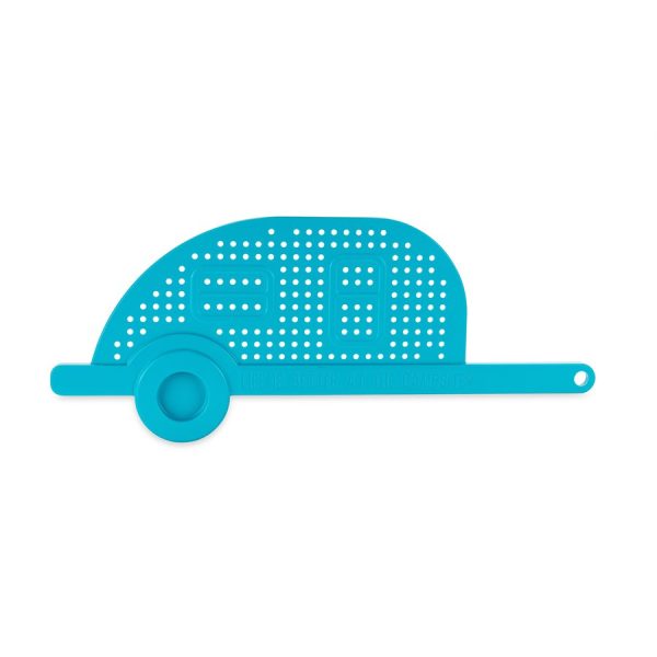 CAMCO 53385 Life is Better at The Campsite RV-Shaped Pot Drainer | Features a Handle for Safe and Easy Draining, an Easy-to-Clean Durable Teal Design, and is Dishwasher Safe