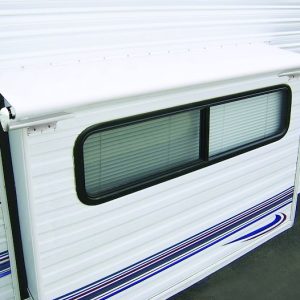 CAREFREE LH0570042 Awning; Slideout; Slide Out Cover; 42 Inch Extension Automatically Extends/ Retracts With The Slide Out; Roof Size Range 50 To 57 Inches; Flange Size Range 55 To 62 Inches; 61 Inch Fabric Width; Solid White; Vinyl; Without FLXguard