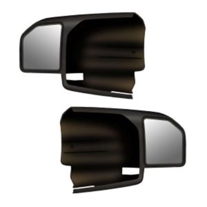 CIPA 11550 Exterior Towing Mirror; Slide On; Non-Extendable; Glass Manual Adjust; Without Turn Signal Indicator; Without Heat; Non-Folding; Black; Set of 2