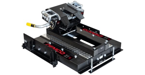 DEMCO 8550035 AUTOSLD 5TH HTCH 21K RAILS NOT INC, With Fifth Wheel Ultra Adapter Plates/ Fifth Wheel Automatic Slides/ 3 Vertical Height Adjustment To Level Truck For Trailer/ Bed Rails Not Included; 21000 Pound Weight Carrying Capacity; Auto Slide Type
