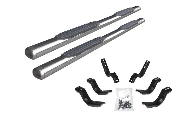 GO RHINO 104451687PS 4 INCH 1000 Series Side Steps with Mounting Bracket Kit for Jeep 20-23 Gladiator (Crew Cab Pickup)