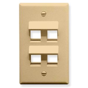 ICC IC107DA4IV FACEPLATE, ANGLED, 1-GANG, 4-PORT, IVORY
