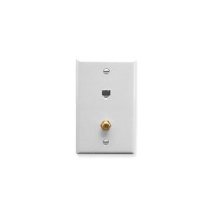 ICC IC630E6GWH WALL PLATE, VOICE 6P6C & F-TYPE, WHITE