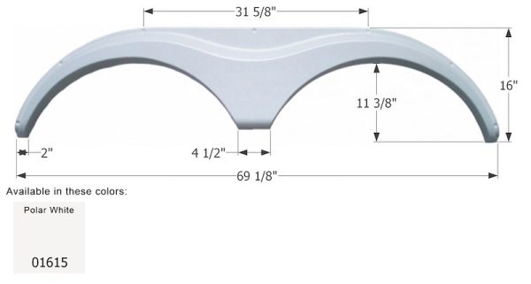 ICON 01615 Tandem Axle Fender Skirt FS763 for Heartland - Polar White