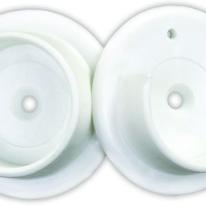 JR PRODUCTS 20535 Closet Rod End Bracket; Use To Hold Any Style Closet Rod; Round; White; Plastic; With Mounting Screws