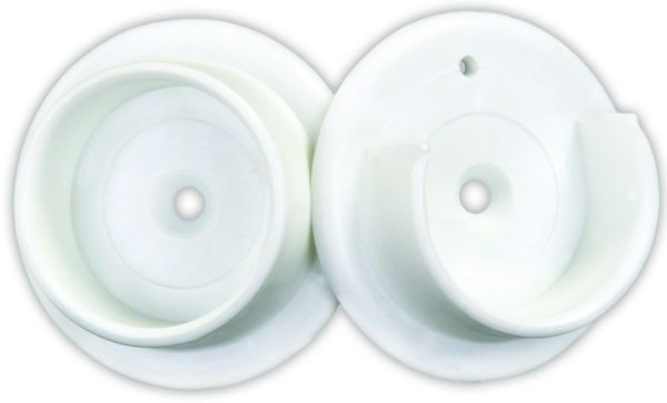 JR PRODUCTS 20535 Closet Rod End Bracket; Use To Hold Any Style Closet Rod; Round; White; Plastic; With Mounting Screws