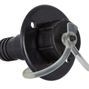 JR PRODUCTS 95385 EXTERIOR EVACUATION DRAIN PORT BLA, Use To Drain Sink/ Shower Directly To The Exterior Of The Unit; 3/4 Inch Vinyl Or Plastic Tubing; 1-1/2 Inch Outside Diameter; Black; Single
