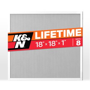 K&N FILTER HVC-8-11818 18X18X1 HVAC Furnace Air Filter, Lasts a Lifetime, Washable, Merv 8, the Last HVAC Filter You Will Ever Buy, Breathe Safely at Home or in the Office