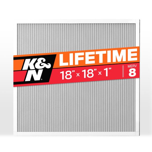 K&N FILTER HVC-8-11818 18X18X1 HVAC Furnace Air Filter, Lasts a Lifetime, Washable, Merv 8, the Last HVAC Filter You Will Ever Buy, Breathe Safely at Home or in the Office