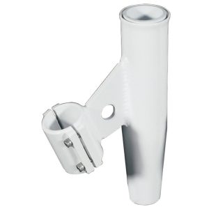 LEES RA5003WH CLAMP-ON ROD HOLDER - WHITE ALUMINUM - VERTICAL MOUNT - FITS 1.660 INCH O.D. PIPE
