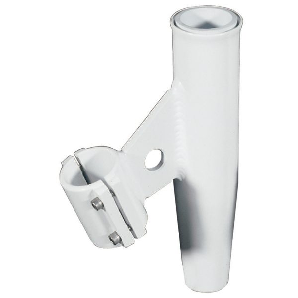 LEES RA5003WH CLAMP-ON ROD HOLDER - WHITE ALUMINUM - VERTICAL MOUNT - FITS 1.660 INCH O.D. PIPE