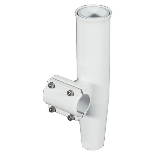 LEES RA5201WH CLAMP-ON ROD HOLDER - WHITE ALUMINUM - HORIZONTAL MOUNT - FITS 1.050 INCH O.D. PIPE