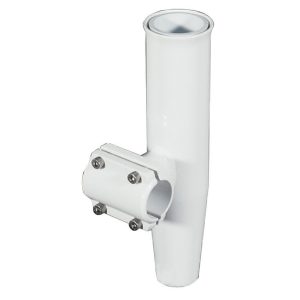 LEES RA5202WH CLAMP-ON ROD HOLDER - WHITE ALUMINUM - HORIZONTAL MOUNT - FITS 1.315 INCH O.D. PIPE