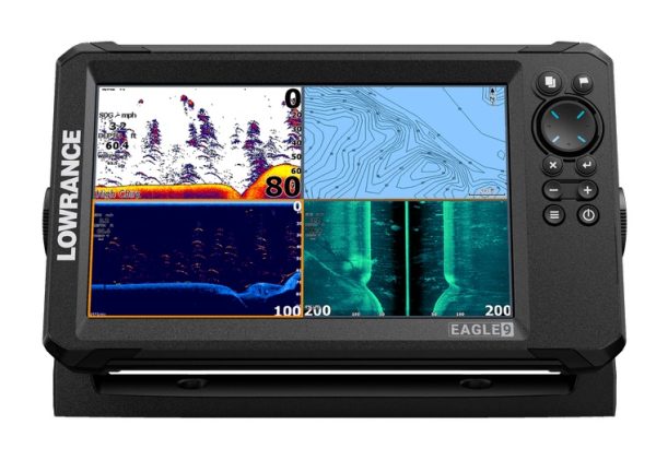 LOWRANCE 000-16229-001 EAGLE 9 TS + CMAP, 9 Inch IPS Display; 1024 x 600 Pixel Resolution; Keypad; 11.89 Inch Length x 8.622 Inch Width x 9.134 Inch Height; IPX6/ IPX7 Rating Waterproof; Single Frequency Chirp/ Down Scan/ Side Scan Sonar