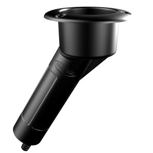 MATE SERIES P1030DB PLASTIC 30° ROD & CUP HOLDER - DRAIN - ROUND TOP - BLACK