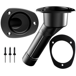 MATE SERIES P2030BK PLASTIC ROD & CUP HOLDER 30°CLOSED W/OVAL TOP FORKAYAKS - BLACK