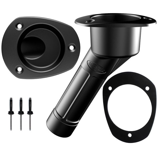 MATE SERIES P2030BK PLASTIC ROD & CUP HOLDER 30°CLOSED W/OVAL TOP FORKAYAKS - BLACK