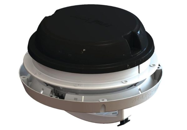 MAXXAIR 00-03812B Maxxfan Dome 6 INCH Round 12V Ventilation Fan - Compact Solution for Rooftop or Sidewall Ventilation, Exhaust Only, Removable Screens, Fan Guard Rain Shield, Moisture Control, Black