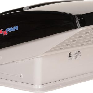MAXXAIR 00-06401K Maxxfan Deluxe Vent, Fan and Vent Cover All in One - Powerful 4-Speed Reversible Fan with Thermostat, Built-in Rain Cover, Exhuast Air Only, Fits 14 INCHx14 INCH Roof Openings, Smoke