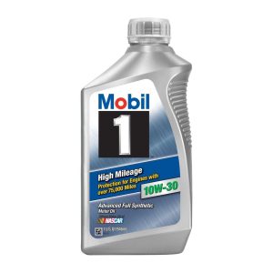 MOBIL 103535 High Mileage 10W-30 Synthetic Motor Oil - 1 Quart Bottle (Case of 6)