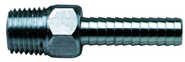 MOELLER 033442-10 Marine Aluminum Fuel Line Hose Barb (1/4 INCH NPT x 3/8 INCH)