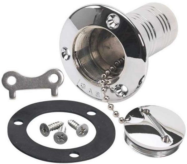 MOELLER 035740-10 DECK PLATE FILL, Internally Threaded Cap; 1-1/2 Inch Fill Hose; Screw Mount; Straight; Without Vent; With Gasket/ Screw; For Marine Applications