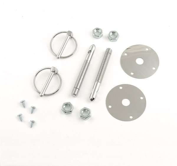 MR GASKET 1017 Hood Pin Kit, 7/16 INCHTorsion Clip, Chrome