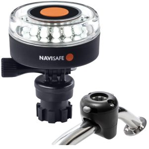 NAVISAFE 040KIT NAVILIGHT 360 DEGREE 2NM WHITE WITH NAVIMOUNT BASE & RAIL MOUNT - BLACK