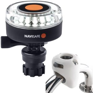 NAVISAFE 040KIT3 NAVILIGHT 360 DEGREE 2NM WHITE WITH NAVIMOUNT BASE & RAIL MOUNT - WHITE