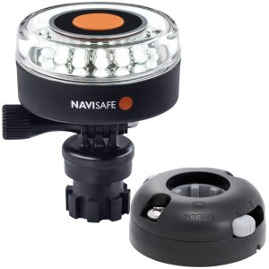 NAVISAFE 040KIT7 NAVILIGHT 360 DEGREE 2NM WHITE WITH NAVIMOUNT BASE & HORIZONTAL MOUNT - BLACK