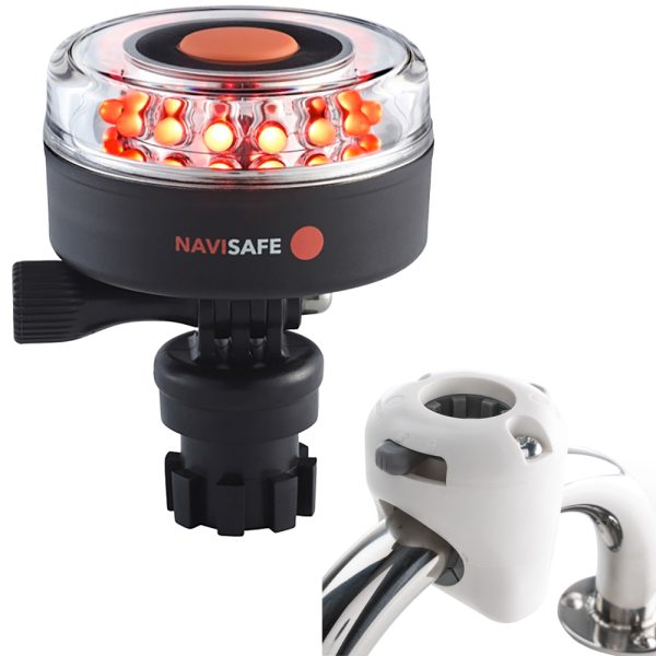 NAVISAFE 045KIT3 NAVILIGHT ALL RED 360 DEGREE 2NM WITH NAVIMOUNT BASE & RAIL MOUNT - WHITE