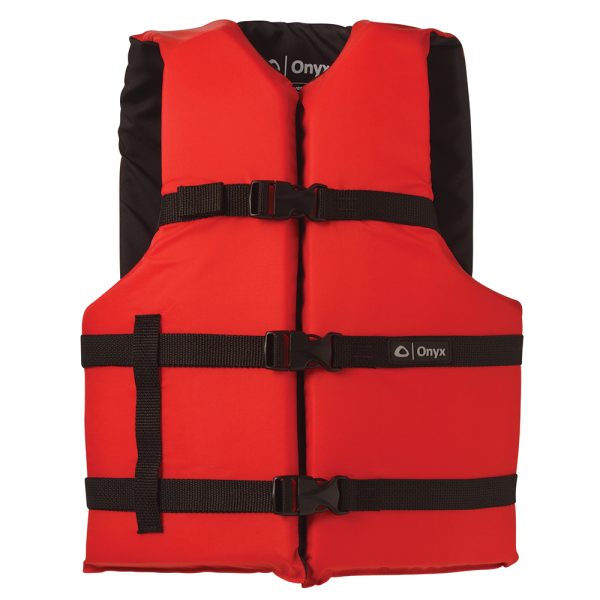 ONYX 103000-100-004-12 NYLON GENERAL PURPOSE LIFE JACKET - ADULT UNIVERSAL - RED