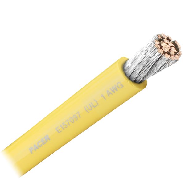 PACER WUL1YL-FT Yellow 1 AWG Battery Cable - Sold By The Foot