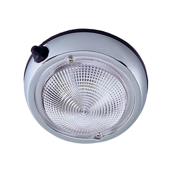 PERKO 0300DP1CHR CHROME PLTD SURF MOUNT 4 INCH DOME LIGHT WITH BULB