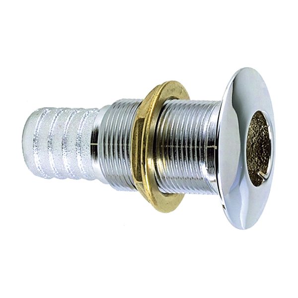 PERKO 035006ADPC 1-1/8 INCH THRU-HULL FITTING F/ HOSE CHROME PLATED BRONZE